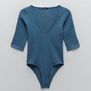 ZARA Limitless Contour Collection Bodysuit Blue Medium